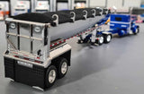 1/64 DCP PETERBILT 379 BLUE/CHROME STRETCHED CHASSIS WITH WORKING TIPPER TRAILER 60-1435