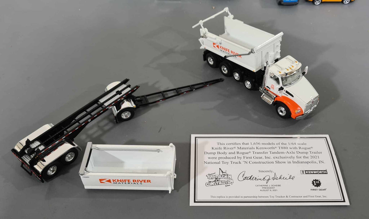 DCP/FIRST GEAR 1/64 KENWORTH T880 KNIFE RIVER QUAD AXLE WITH ROGUE