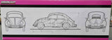 1/18 GREENLIGHT 1967 VW BETTLE IN PINK AND WHITE WITH RIGHT HAND DRIVE NEW IN BOX
