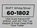 1/64 DCP KENWORTH W900L WHITE/SILVER WITH POLAR TANKER TRAILER 60-1802
