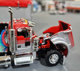 1/64 DCP KENWORTH W900L VIPER RED/SILVER WITH TWIN TIPPER TRAILERS 60-1632