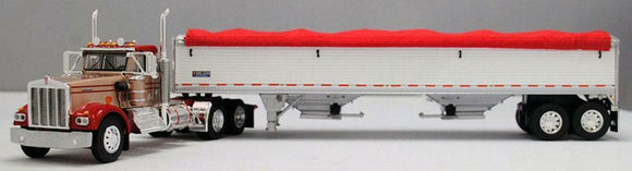 DCP / FIRST GEAR 1/64  KENWORTH W900A IN GOLD/RED WITH GRAIN TRAILER *****60-1143