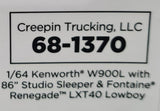 DCP/FIRST GEAR 1/64 SCALE KENWORTH W900L CREEPIN TRUCKING WITH TRI LOWBOY 68-1370
