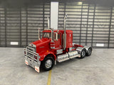 ICONIC REPLICAS 1/50 SCALE  SAR KENWORTH LOWLINE IN RED WITH RED CHASSIS SPIDERS ALLOYS