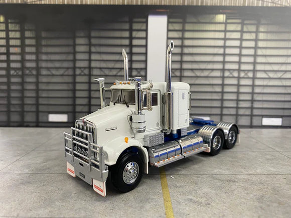 ICONIC REPLICAS 1/50 SCALE  SAR KENWORTH LOWLINE IN WHITE WITH BLUE CHASSIS ALLOY