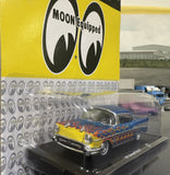 1/64 M2 MOON EQUIPPED 1957 CHEVROLET BEL AIR BLUE WITH FLAMES NEW ON CARD