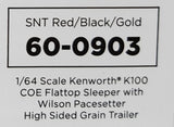 1/64 DCP / FIRST GEAR K100 KENWORTH BLACK AND RED WITH GRAIN TRAILER