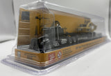 1/87 DIECAST MASTERS CAT SEMI TRACTOR WITH LOWBOY TRAILER AND CAT DIECAST MACHINES BLACK NEW IN BLISTER PACK