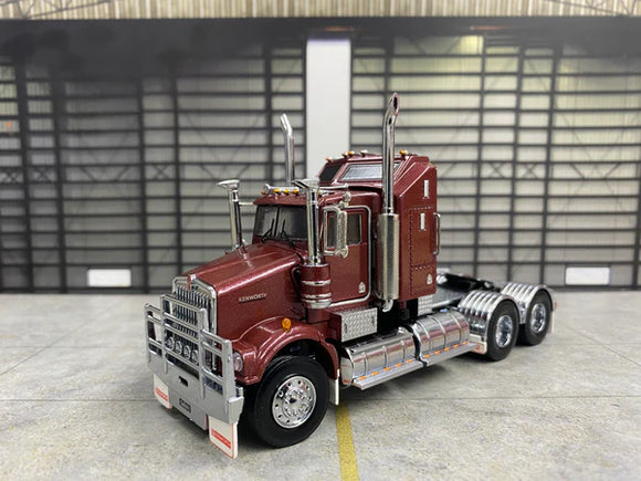 ICONIC REPLICAS 1/50 SCALE  SAR KENWORTH AERODYNE IN BURGANDY WITH BLACK CHASSIS ALLOYS