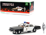 1/18 Greenlight Terminator 2 Judgement Day 1987 CHEVROLET POLICE CAR WITH W/T1000 FIGURE  New In Display Box