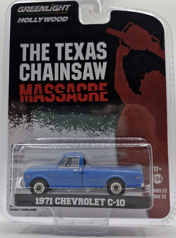 1/64 GREENLIGHT 1971 CHEVROLET C-10 TEXAS CHAINSAW MASSACRE NEW ON CARD
