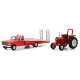 GREENLIGHT 1969 FORD F-350 RAMP TRUCK & 1985 FORD 5610 TRACTOR RED NEW ON CARD