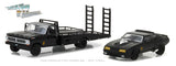 1/64 Greenlight 1972 Ford F350 RAMP tRUCK AND 1973 Falcon XB Last Of The V8 Interceptors Black New On CarD