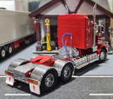 ICONIC REPLICAS 1/50 SCALE  SAR KENWORTH AERODYNE IN RED WITH CHASSIS ALLOYS