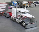 1/64 DCP / FIRST GEAR KENWORTH W900L WHITE/GREY/RED WITH DRY VAN TRAILER