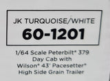 1/64 DCP / FIRST GEAR PETERBILT 379 TURQUISE/WHITE 43FT GRAIN TRAILER 60-1201