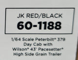 1/64 DCP / FIRST GEAR PETERBILT 379 RED/BLACK 43FT GRAIN TRAILER 60-1188