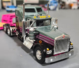 DCP / FIRST GEAR 1/64  KENWORTH W900A GRAY/PINKWITH VINTAGE LOWBOY TRAILER *****60-1313