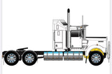 1/50 Scale Kenworth W900 White With Black Chassis Made By Iconic Replicas
