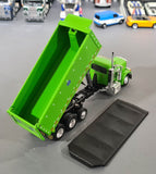 1/64 DCP / FIRST GEAR PETERBILT 379 TRI AXLE LIME GREEN WITH WORKING DUMP BODY  60-1341