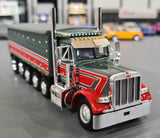 1/64 DCP / FIRST GEAR PETERBILT 379 5 AXLE GRAY/RED WITH WORKING DUMP BODY  60-1352