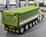 1/64 DCP / FIRST GEAR PETERBILT 379 5 AXLE GREEN/WHITE WITH WORKING DUMP BODY  60-1351