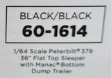 DCP / FIRST GEAR PETERBILT BLACK WITH BOTTOM DUMP TRAILER TRAILER 60-1614