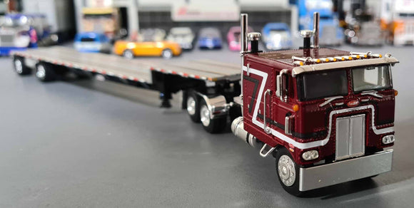 1/64 PETERBILT 352 COE IN RED/SILVER WITH DROP DECK TRAILER 60-1531