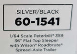 DCP / FIRST GEAR 1/64  PETERBILT 359 SILVER/BLACK WITH FLAT TOP TRAILER *****60-1541