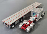 DCP / FIRST GEAR 1/64  PETERBILT 359 SILVER/RED WITH FLAT TOP TRAILER *****60-1540