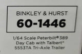 1/64 SCALE DCP PETERBILT 389 BINKLEY & HURST WITH TRI TILTING TALBERT TRAILER 60-1446