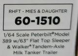 1/64 DCP PETERBILT 389 MIES & DAUGHTER WITH MILK TANKER TRAILER 60-1510