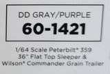 DCP / FIRST GEAR 1/64  PETERBILT 359 GRAY/PURPLE WITH COMMANDER GRAIN TRAILER *****60-1421