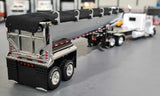 1/64 DCP PETERBILT 379 WHITE STRETCHED CHASSIS WITH WORKING TIPPER TRAILER 60-1436