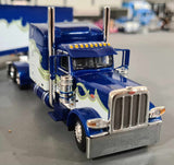 1/64 DCP  PETERBILT 389 PAINTED IN BLUE/BLUEWITH REFRIGERATED TRAILER 60-1457