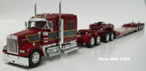 1/64 DCP KENWORTH W900L RED TRI DRIVE BLUE & HEAVY LOWBOY TRI AXLE TRAILER AND JEEP 60-1499