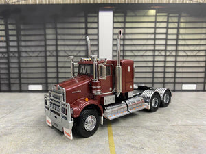 ICONIC REPLICAS 1/50 SCALE  SAR KENWORTH LOWLINE IN BURGUNDY WITH BLACK CHASSIS ALLOY