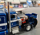 DCP / FIRST GEAR 1/64  PETERBILT 359 BLUE/BLACK WITH FLAT TOP TRAILER *****60-1621