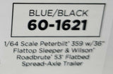 DCP / FIRST GEAR 1/64  PETERBILT 359 BLUE/BLACK WITH FLAT TOP TRAILER *****60-1621