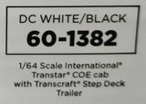 1/64 SCALE INTERNATIONAL TRANSTAR WHITE/BLACK WITH DROP DECK TRAILER 60-1382