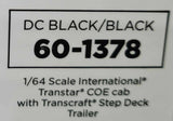 1/64 SCALE INTERNATIONAL TRANSTAR BLACK/BLACK WITH DROP DECK TRAILER 60-1378