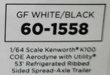 DCP / FIRST GEAR KENWORTH K100 BLACK & WHITE AERODYNE WITH MATCHING TRAILER *****60-1558