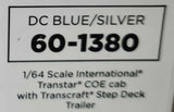 1/64 SCALE INTERNATIONAL TRANSTAR BLUE/SILVER WITH DROP DECK TRAILER 60-1380