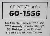 DCP / FIRST GEAR KENWORTH K100 RED & BLACK AERODYNE WITH MATCHING TRAILER   *****60-1556