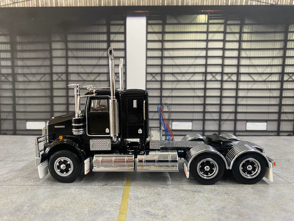 ICONIC REPLICAS 1/50 SCALE  SAR KENWORTH LOWLINE IN BLACK WITH BLACK CHASSIS SPIDERS