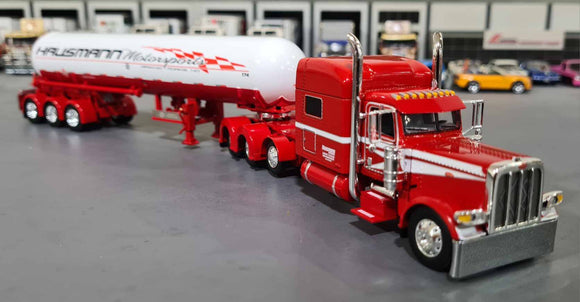 1/64 DCP / FIRST GEAR HAUSMANN BIG RIGS PETERBILT 389 TRI DRIVE WITH LPG TANKER TRAILER