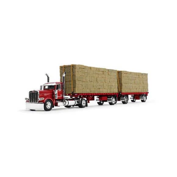 PRE DEPOSIT PAYMENT 1/64 DCP PETERBILT 359 VIPER RED WITH TWIN 36FT HAY TRAILERS 60=1894