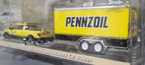 1/64 GREENLIGHT PENNZOIL NISSAN TITAN AND TRAILER NEW ON CARD