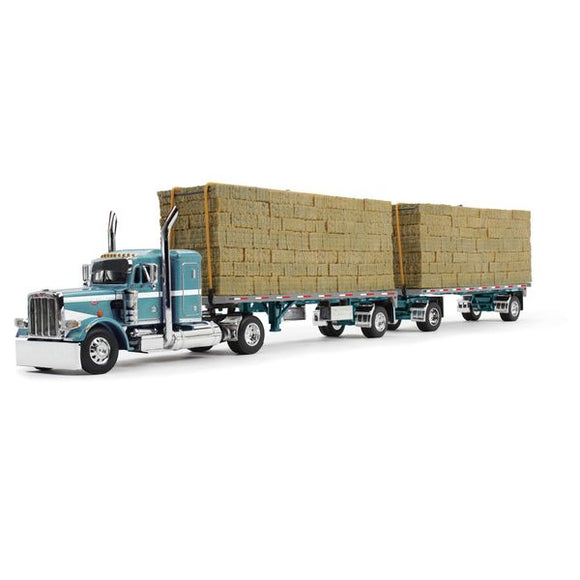 PRE DEPOSIT PAYMENT 1/64 DCP PETERBILT 359 PACIFIC BLUE WITH TWIN 36FT HAY TRAILERS 60=1831