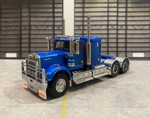 1/50 SCALE KENWORTH W900 ALLOY WHEELS LOWLINE SLEEPER BLUE WITH BLUE CHASSIS MADE BY ICONIC REPLICAS